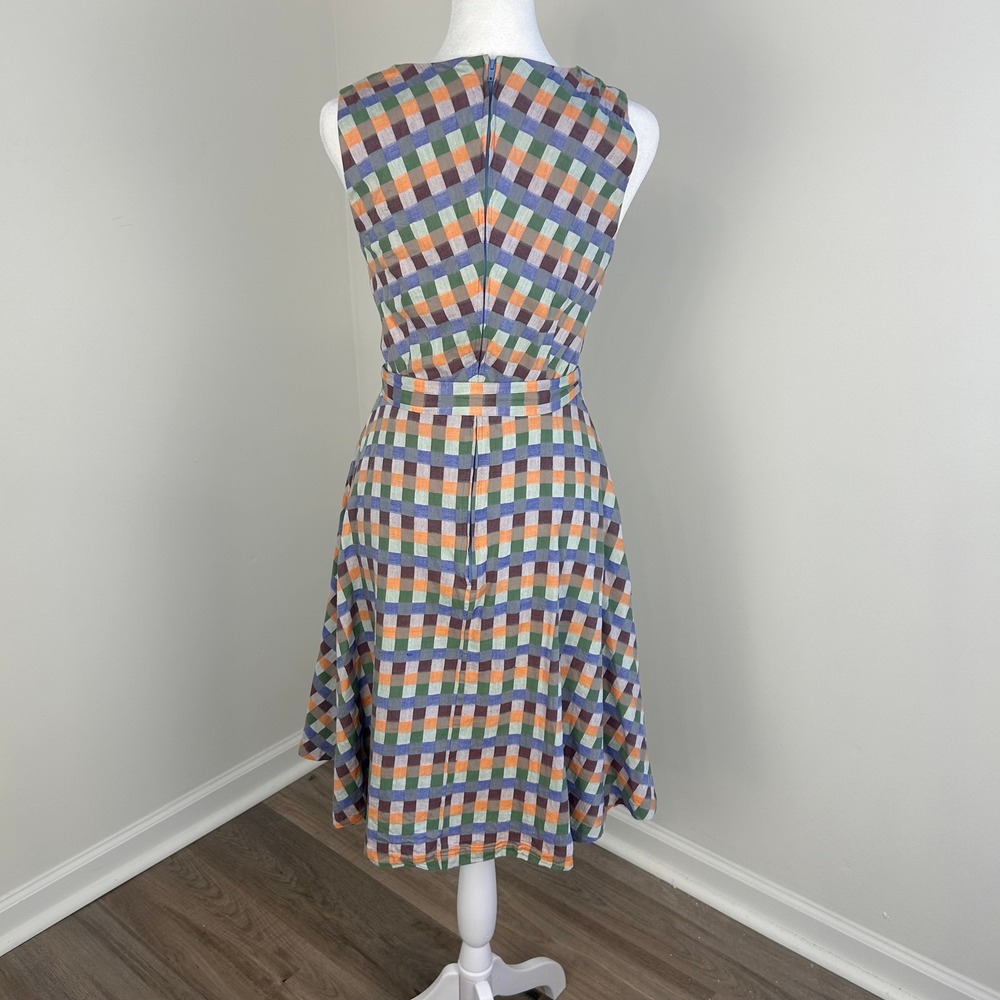 ModCloth Gingham Fit & Flare Dress Women Small Sleeveless Retro Midi Cottagecore - Picture 3 of 12
